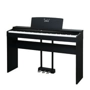 Glarry 88 Key Weighted Action Digital Piano, Electronic Keyboard Piano with Furniture Stand and Triple Pedals for Beginner Kids/Adults Beginner Digital Piano Black