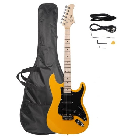 Glarry Beginner Adult Basswood Electric Guitar w/ Bag Pick and More,Orange