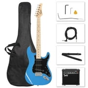 Glarry Beginner Electric Guitar Kit for Starter with 20Watt Amplifier,Bag,Strap,Plectrum,Spanner Tool,Wire,Tremolo Bar,Sky/Bright Blue