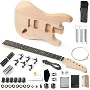 Glarry DIY Electric Guitar Kit, 6 Strings Guitar Kit with Mahogany Wood Body Maple Neck for Beginner, All Components Included Build Your Own Guitar Burning Fire