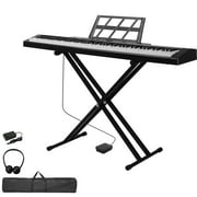 Glarry Digital Piano 88-Key Semi-Weighted Action, Electronic Keyboard Set with Stand, 3-Pedal Unit for Beginners, Black