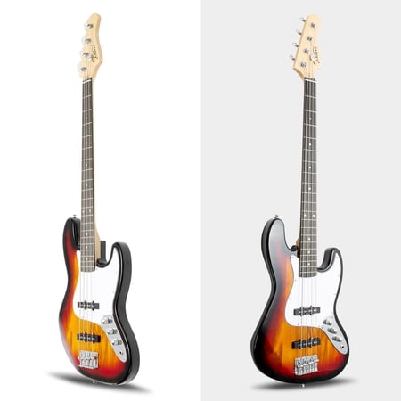 Glarry Electric 4-String Burning Fire Bsss Guitar with Tools