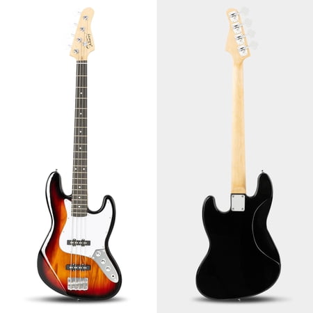Glarry Electric 4 Strings Burning Fire Bsss Guitar for Beginners