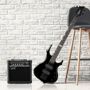 Glarry Electric Bass Guitar 4 String Burning Fire Style Guitar for Beginner,Black
