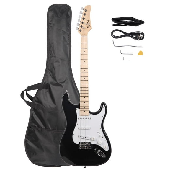 Glarry Electric Guitar Kit with Case and Accessories for Beginner,Adult,Student-Black & White