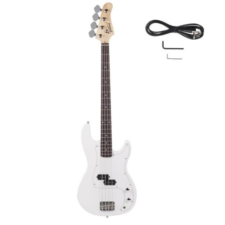 Glarry Fretted 4-String Solid Body Bass Guitars White