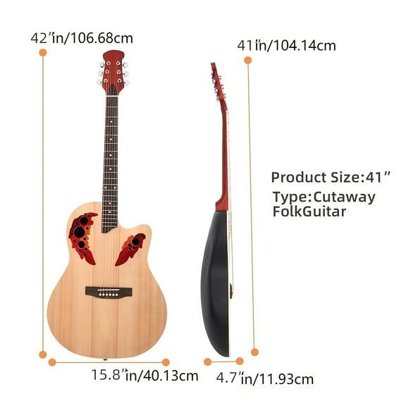 Glarry Full-Size 41 Inch Cutaway Dreadnought Acoustic Guitar Sunset Red Gradient Finish