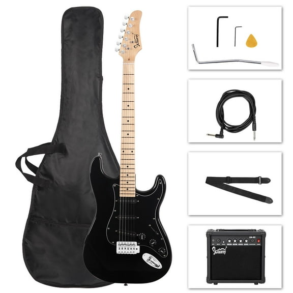 Glarry Full Size Electric Guitar for Beginner with 20W Amplifier, Black