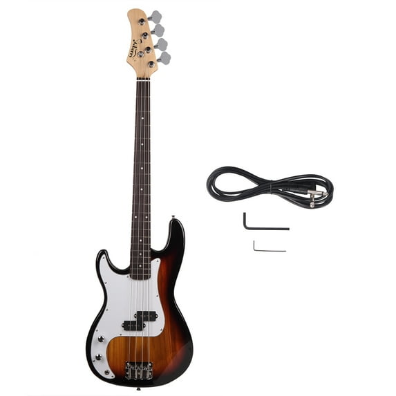 Glarry GP Left-Hand Electric Bass Guitar + Cord + Wrench Tool Sunset Color