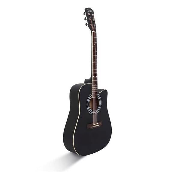 Glarry GT502 41-Inch Notch Spruce Panel Matte Edging Folk Guitar Bag Shield Wrench Black
