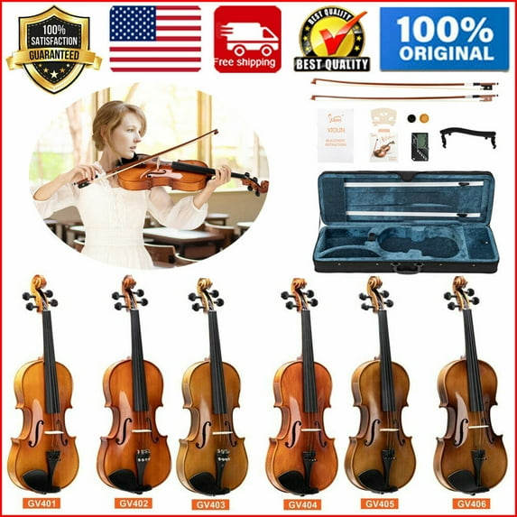 Glarry GV404 4/4 Acoustic Violin Kit Maple Pattern Matt w/Square Case,2 Bows, 3 In 1 Digital Metronome Tuner Tone Generator,Extra Strings and Bridge for Beginner Adults, Youth, Teens
