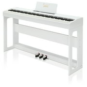 Glarry Keyboard Piano 88 Keys, Electric, for Beginners, Upright, Digital, White