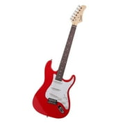 Glarry Right Handed Electric Guitar with S-S-S pickup for Beginner, Red, White