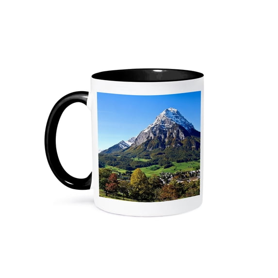 3dRose, Glarus Alps, Switzerland, 15oz Two-Tone Black Mug