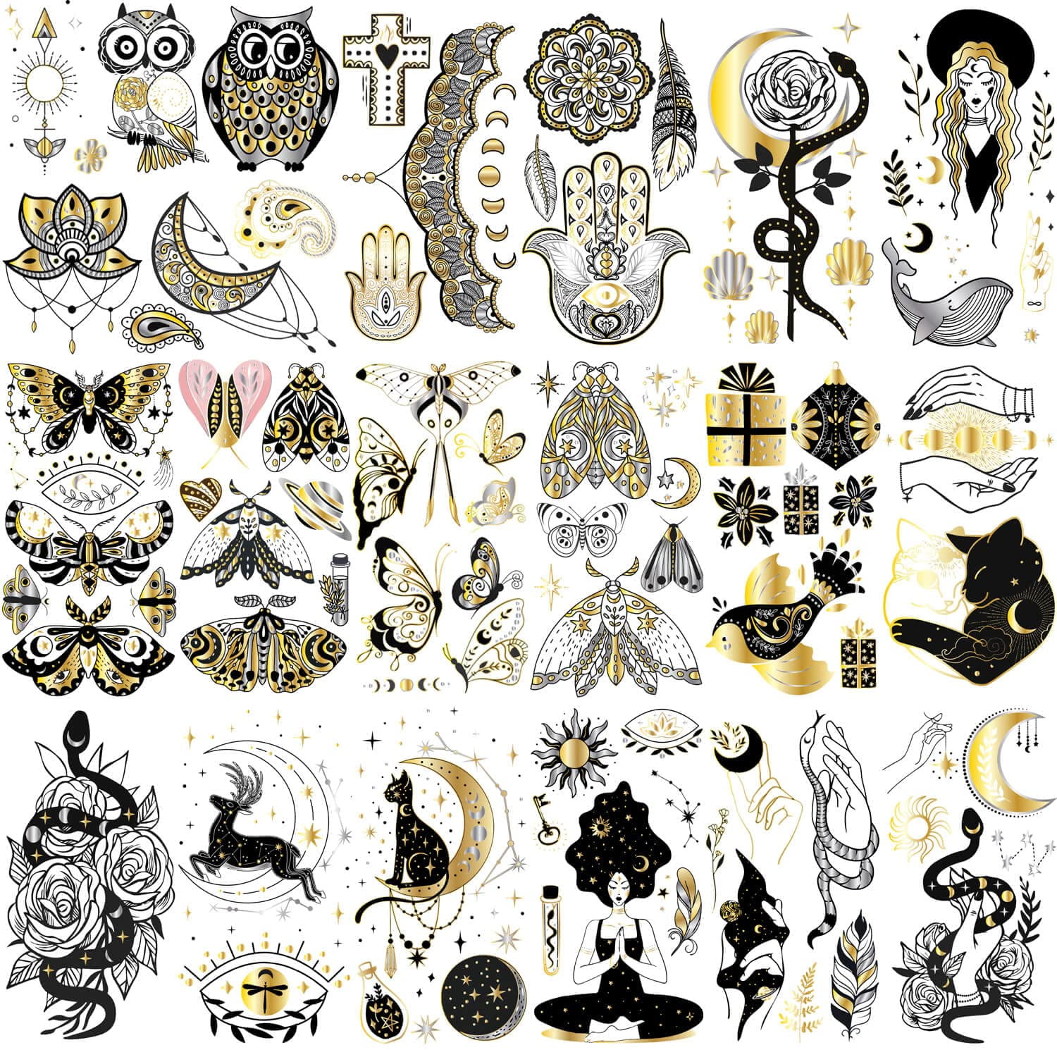 Glaryyears Metallic Gold Temporary Tattoo 18 Pack Long Lasting Fake   Glaryyears Metallic Gold Temporary Tattoo 18 Pack Long Lasting Fake Tattoos Small Size Variety Pack Realistic Bright Shiny Designs Women Adults Men M 4eb1c7b9 94b7 4daa 81bc 1de7d6ac4d75.a1cdc1cd6da7e85f06fe3ccd2c8999e6 