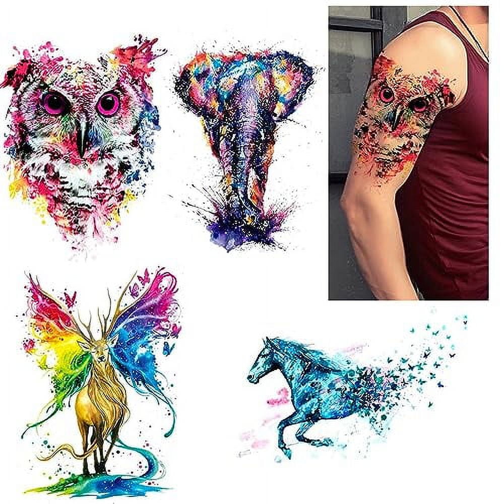 Glaryyears Watercolor Animal Temporary Tattoos for Women Adults, 5 Pack