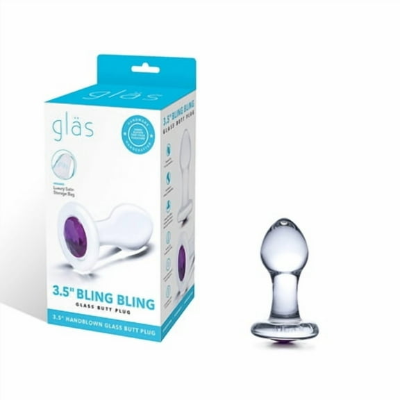 Glas 3.5" Bling Bling Glass Butt Plug - Clear