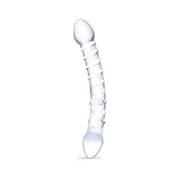 Glas Double Trouble 10" Glass Dildo, White