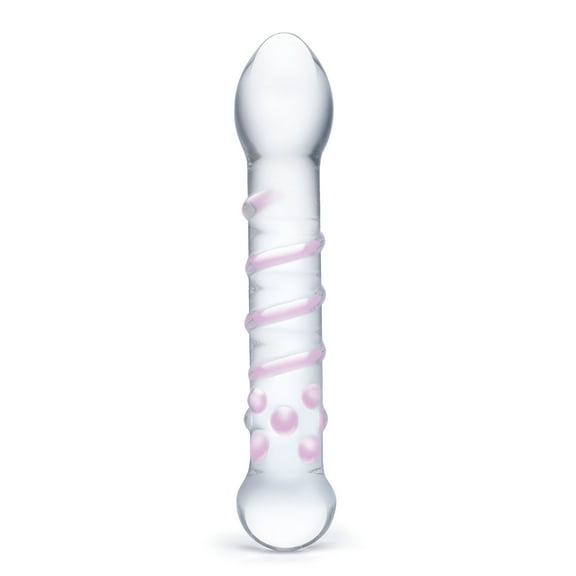 Glas Spiral 7.5" Staircase Full Tip Glass G-Spot Dildo, Clear