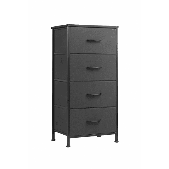 GlasFlength 4-Drawer Dresser with Wooden Top, Living Room, Kids Nursery, Closet Organizer  White Fabric Chest with Adjustable Feet & Anti-Tip for Clothes, Shoes