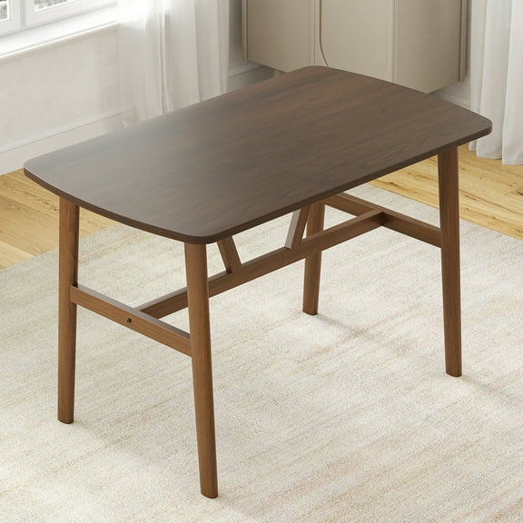 GlasFlength 47 Inch Dining Table for 4 to 6 Person Rectangular Wood and Metal Kitchen Table for Dining Room, Dark Walnut