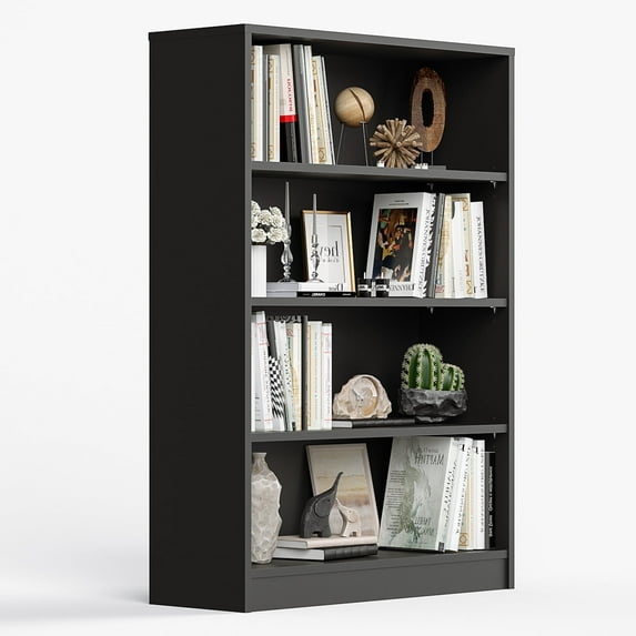 Syemin Book Stands Bookshelf 5 Shelf Wood Bookcase 60 Inches Tall Wide Manga Storage for Living Room Bedroom Office Library, Black