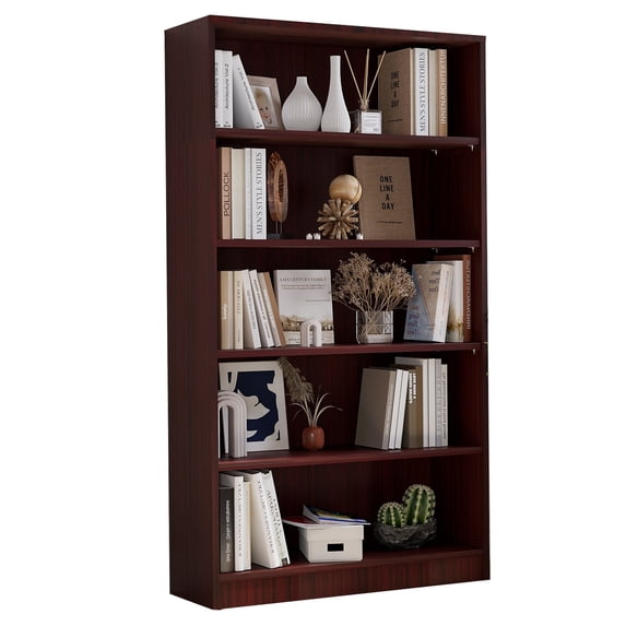Library Boxe Stands Syemin Book Stands Bookshelf 5 Shelf Wood Bookcase 60 Inches Tall Wide ...