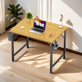 thumbnail image 1 of GlasFlength Computer Desk with Storage Bag and Headphone Hook, 31 In Small Home Office Writing Study Desk Modern Simple Style PC Table for Youth Student Adult 30 Inches oak, 1 of 3