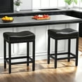 thumbnail image 1 of GlasFlength Counter Height Bar Stools Set of 2, Modern Nail-Head Design Leather Barstools for Kitchen Island, Kitchenstools w/ Thick Saddle Seats, Easy Assembly, Black, 1 of 5