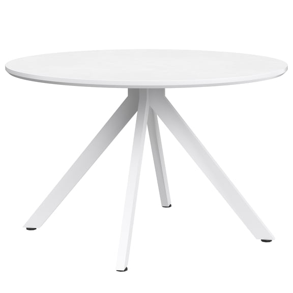 GlasFlength Dining Furniture Sets Dining Table Round Quad Leg Base for Dining Room Kitchen Living Room, White