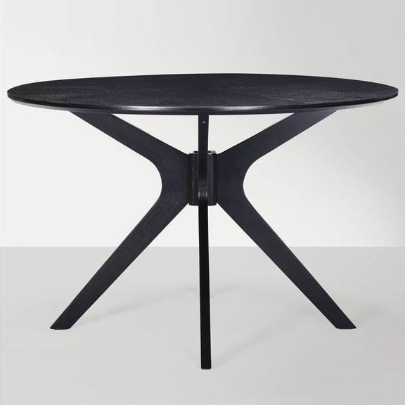 GlasFlength Dining Furniture Sets Round Table with Modern Star Leg Design for Dining Room and Living Room, Black