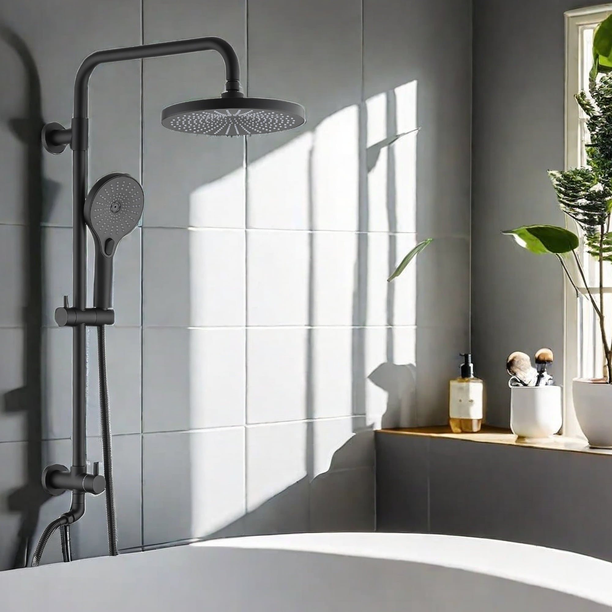 GlasFlength Double Shower Heads with Handheld Spray Combo, 10" Rain