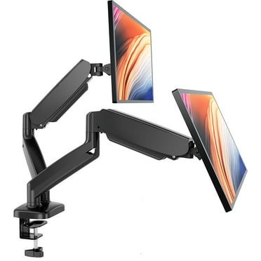 GlasFlength Dual Monitor Stand, Adjustable Height Monitor Arm Desk Monitor Mount with Clamp and Grommet Base, Fits 13-32 Inch Screen, Holds 17.6lbs, Black Double