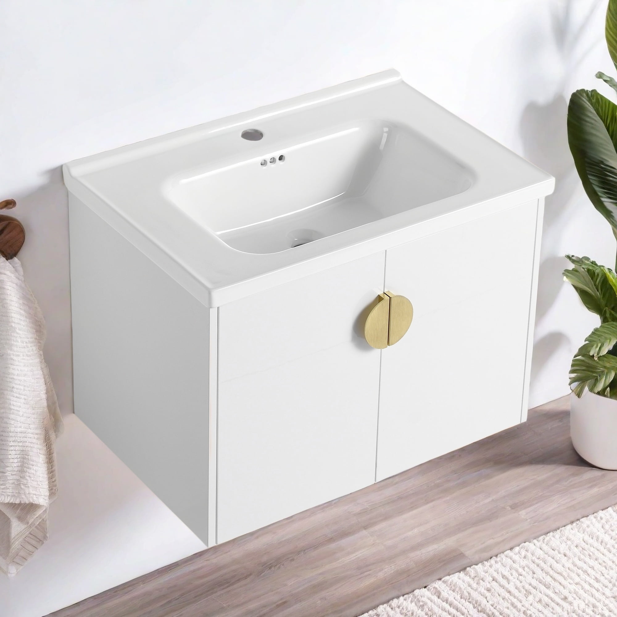 GlasFlength Floating Bathroom Vanity Cabinet ,Wall Mounted Bathroom ...