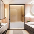 thumbnail image 1 of GlasFlength Frameless Shower Doors for Bathtub, 31 in W X 55 in H Bathtub Glass Door with 1/4" (6mm) Thick Tempered Glass, Pivot Tub Door Panel for Bathroom, Silver, 1 of 1
