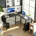 thumbnail image 1 of GlasFlength L Shaped Gaming Desk, 49 Inch Reversible L-Shaped Standing Desk with CPU Storage Shelf & Side Bag, Wooden Corner Computer Table for Home Office, Black 49Inches, 1 of 6