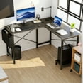 thumbnail image 1 of GlasFlength L Shaped Gaming Desk, 49 Inch Reversible L-Shaped Standing Desk with CPU Storage Shelf & Side Bag, Wooden Corner Computer Table for Home Office, Grey 49Inches, 1 of 6