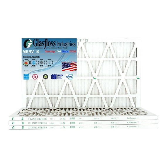Glasfloss 10x30x1 - MERV 10 -Qty:6 - Furnace Air Filter - Made in USA (Actual Size: 9.5 x 29.5x7/8 inch)