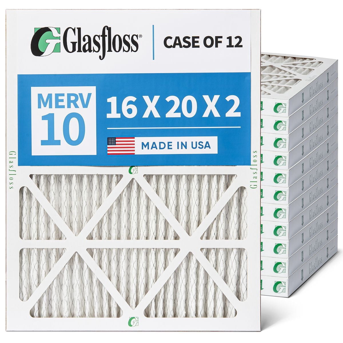 Glasfloss 16x20x2 MERV 10 Furnace Filter (12 Pack)