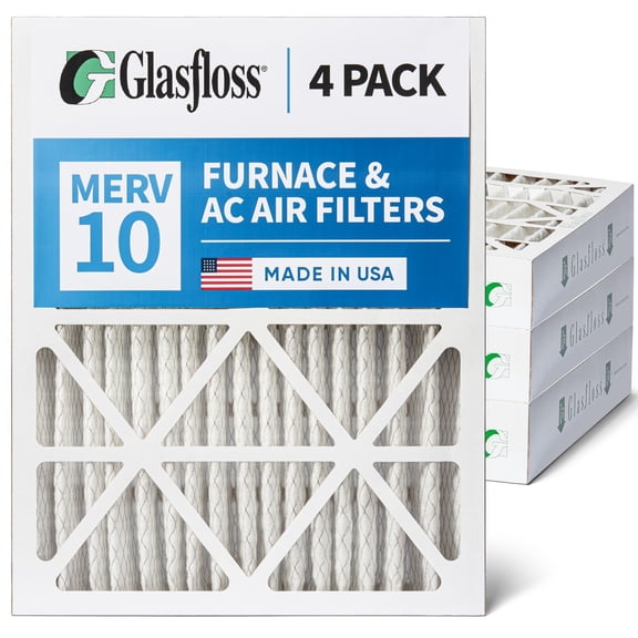 Glasfloss ZL 18x24x4 MERV 10 Pleated AC Furnace Air Filters. Box of 4. Exact Size: 17-1/2 x 23-1/2 x 3-3/4