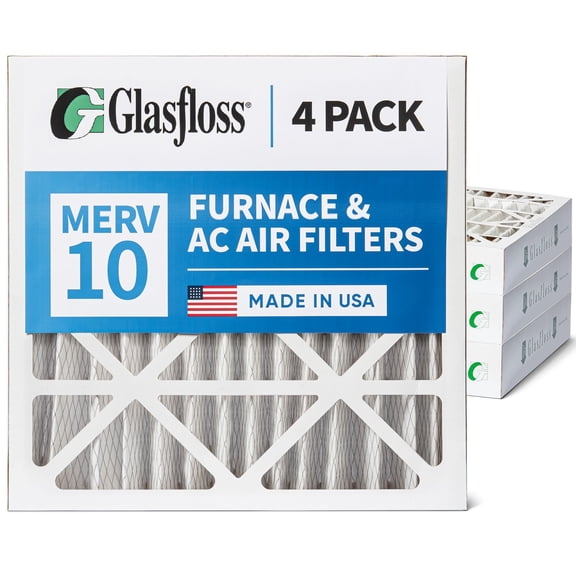 Glasfloss ZL 24x24x2 MERV 10 Pleated AC Furnace Air Filters. Box of 4. Exact Size: 23-3/8 x 23-3/8 x 1-3/4