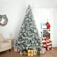 thumbnail image 1 of Glasgow 7.5ft Frosted Prelit Artificial Christmas Tree with Pine Cones, Foot Pedal, 1556 Branch Tips, 750 Warm Lights and Metal Stand, 61" wide Realistic Snow Flocked Pine Christmas Tree with Lights, 1 of 11