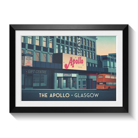 Glasgow Apollo Poster Iconic Music Venue Vintage Concert Art, Unframed Paper Poster 8x10in