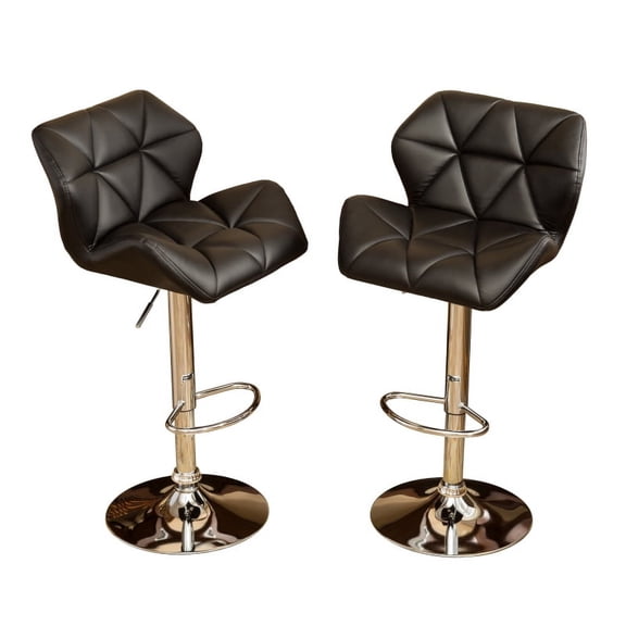 Glasgow Contemporary Tufted Adjustable Height Hidraulic Bar Stools, Set of 2, BLACK