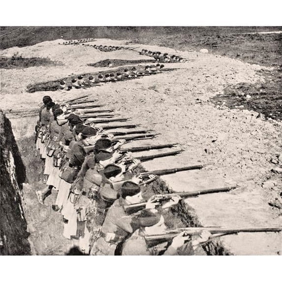 Glasgow Highlanders in Trenches 1915 From The War Illustrated Album Deluxe Published London 1916 Poster Print, 16 x 13