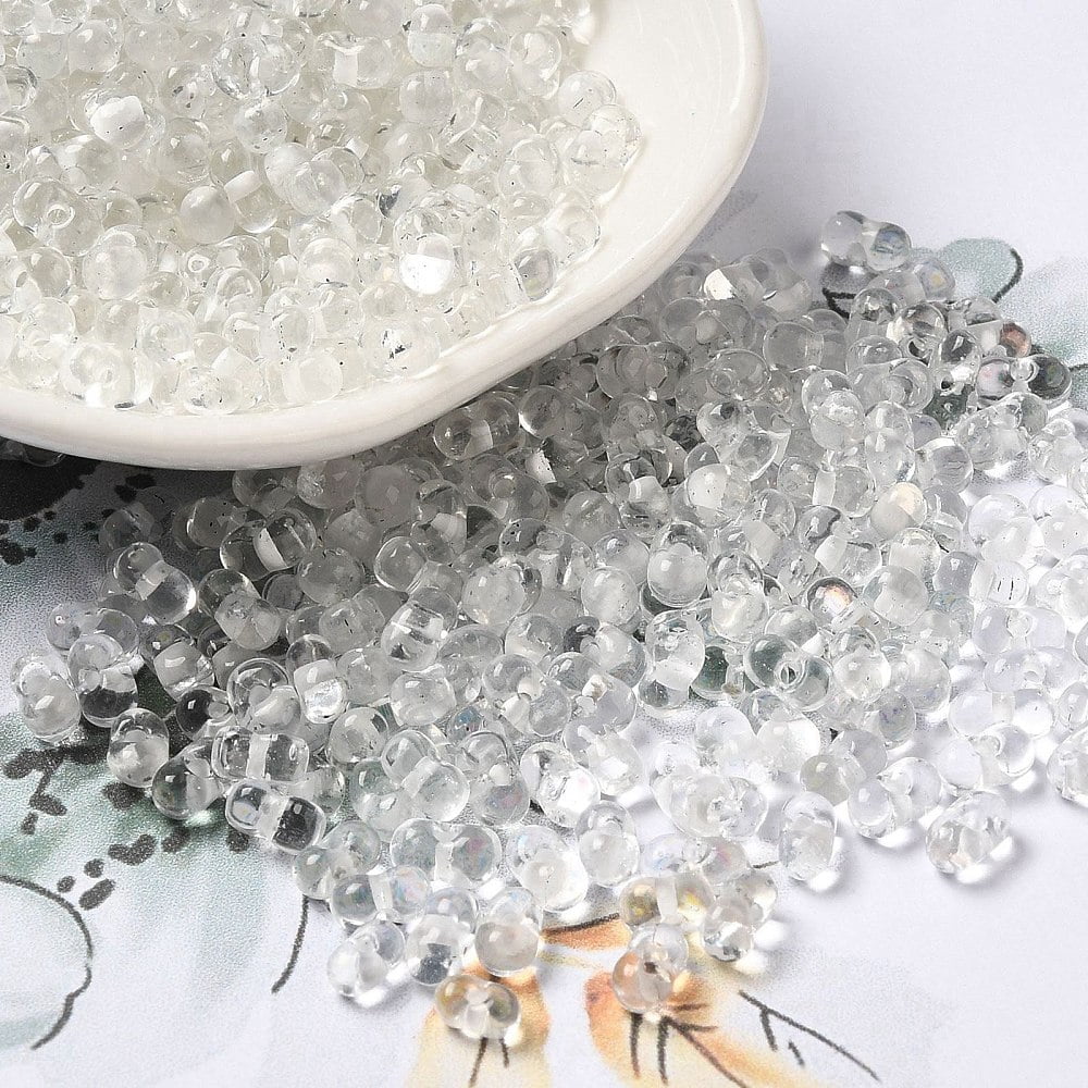 Glass 1 pound Glass Seed Beads Peanut Clear 5.5~6x3~3.5x3mm Hole: 1~1.2mm 4000pcs/pound