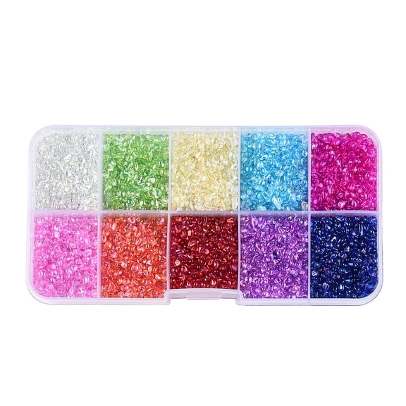 Glass 1 set 10 Grid Transparent Glass Beads DIY 3D Nail Art Decoration Mini Beads No Hole Nuggets Mixed color 2~4.5x1.5~3.5x1~3mm