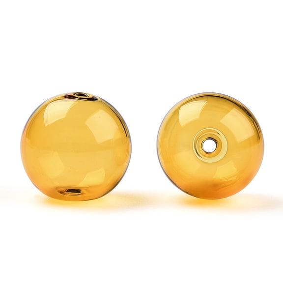 100pc Transparent Blow High Borosilicate Glass Globe Beads Round for DIY Wish Bottle Pendant Glass Beads Goldenrod 18x17mm Hole: 2mm