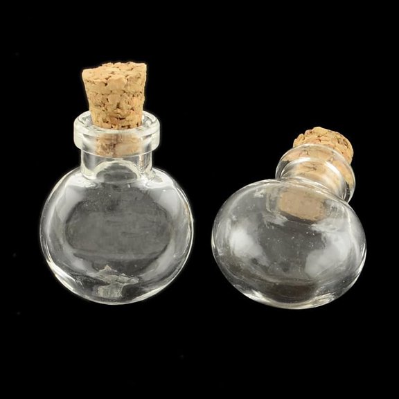 Glass 10Pcs Flat Round Glass Bottle Glass Bead Containers with Cork Stopper Clear Wishing Bottle for DIY Art Craft Bead Containers Supplies Valentine's Day Elegant Gifts 25x20x13mm