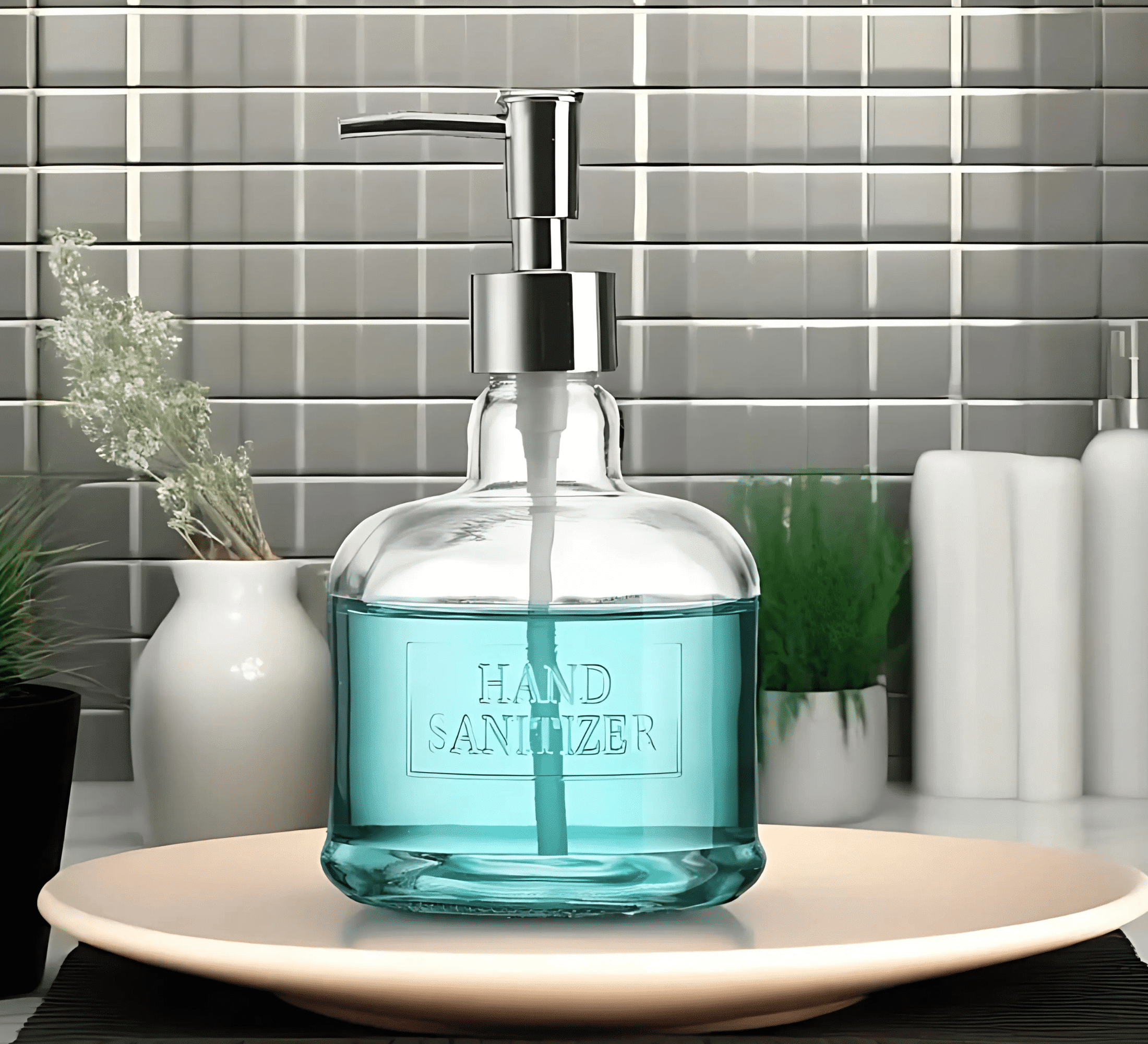 Glass 18 oz Freestanding Soap & Lotion Dispensers